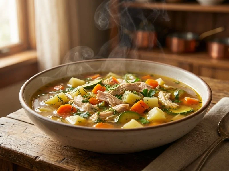 Sopa de legumes com frango
